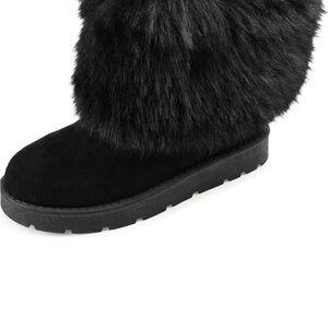 Journee Collection Black Winter Boots with Fuzzy Upper